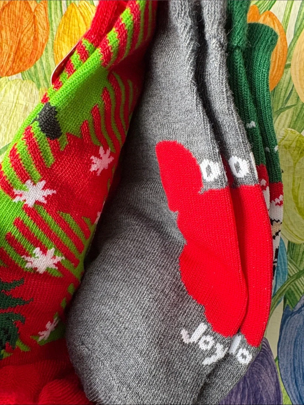 Disney Red & Green Plaid Holiday No-Show Socks